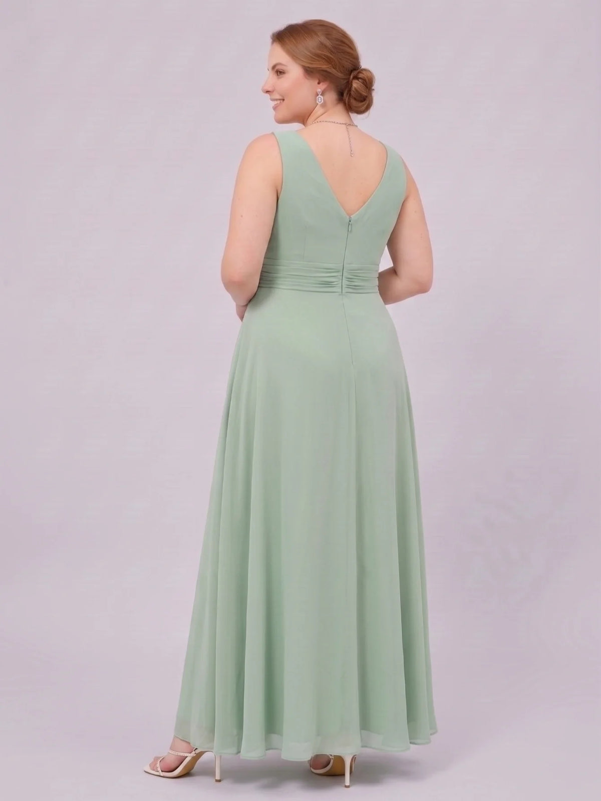 Larui Plus-Size Women's Ruffled Chiffon Dress