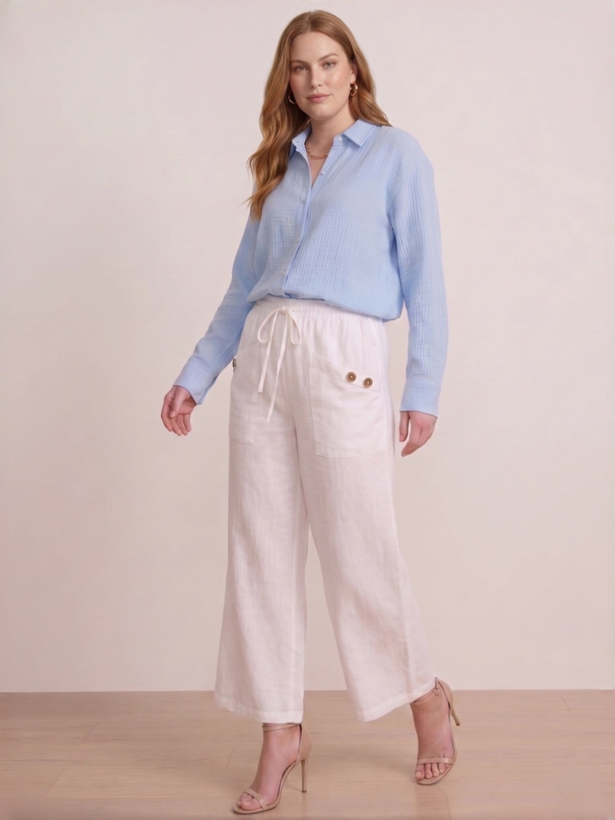 Larui Plus Size Women's Linen Pocket Pants