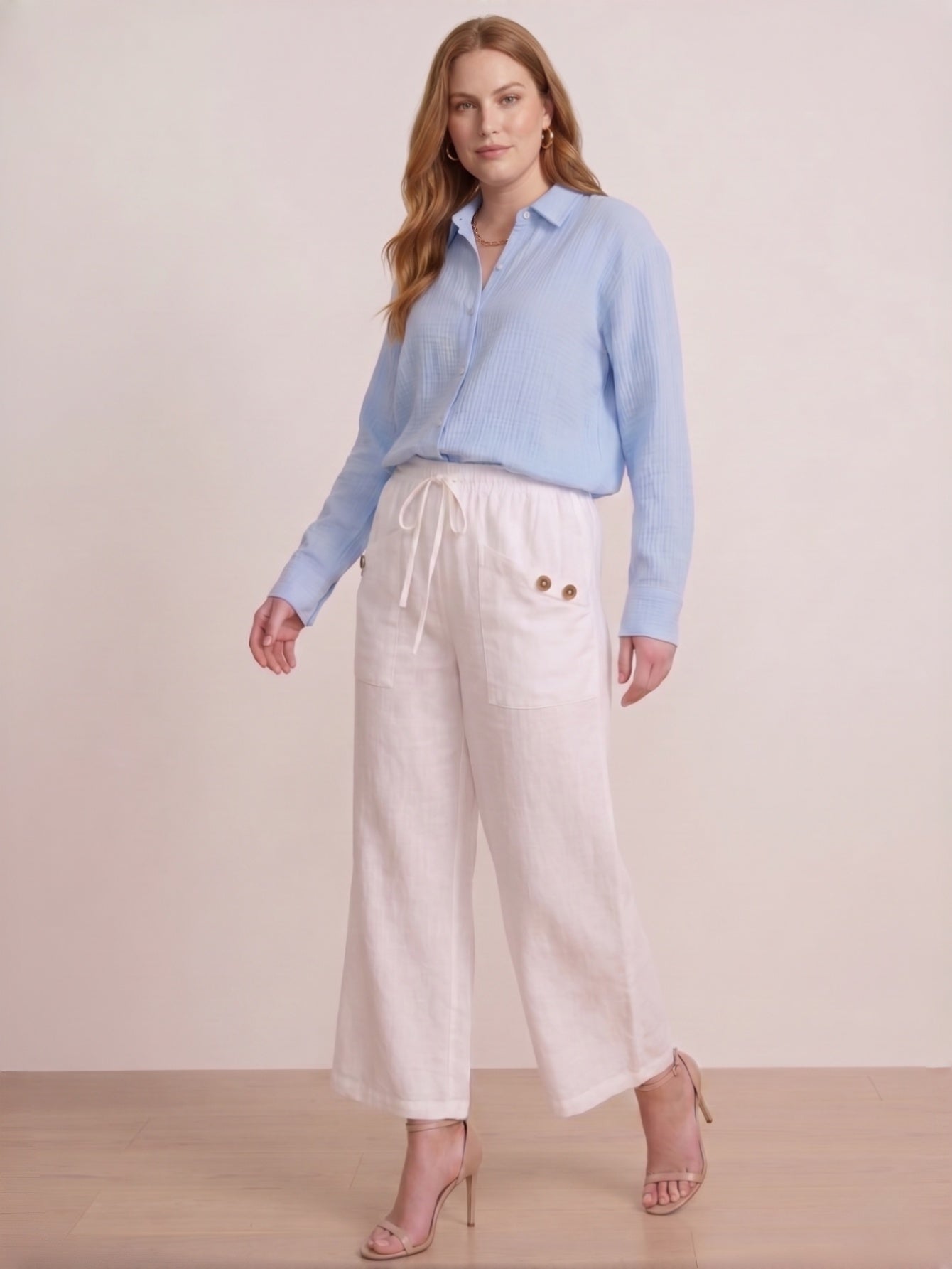 Larui Plus Size Women's Linen Pocket Pants