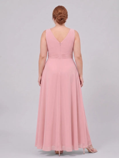 Larui Plus-Size Women's Ruffled Chiffon Dress