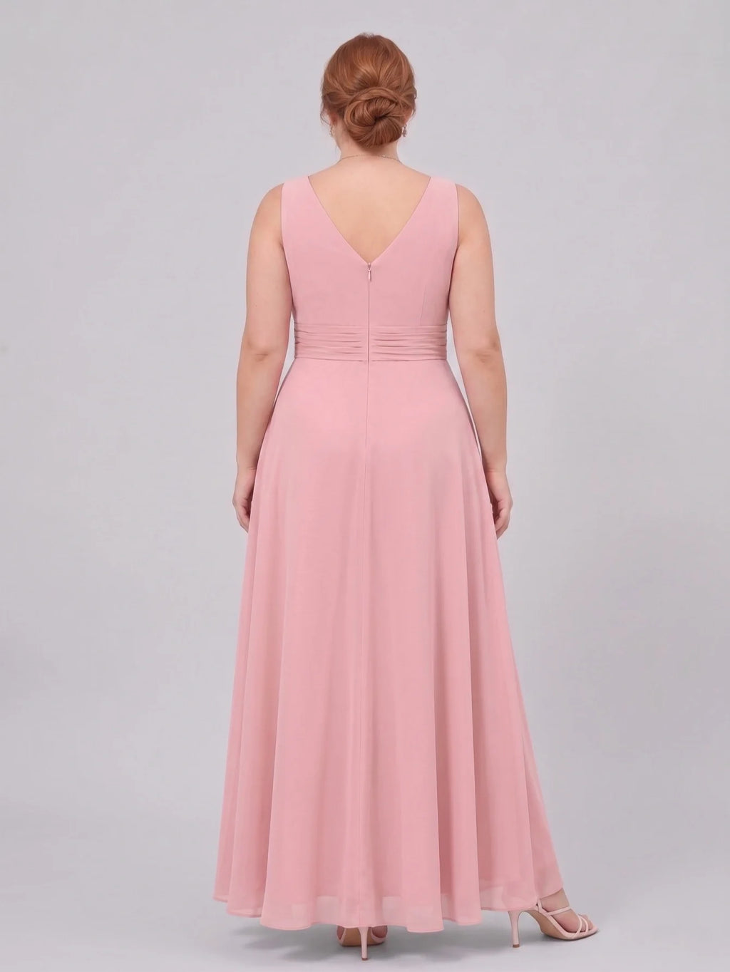 Larui Plus-Size Women's Ruffled Chiffon Dress