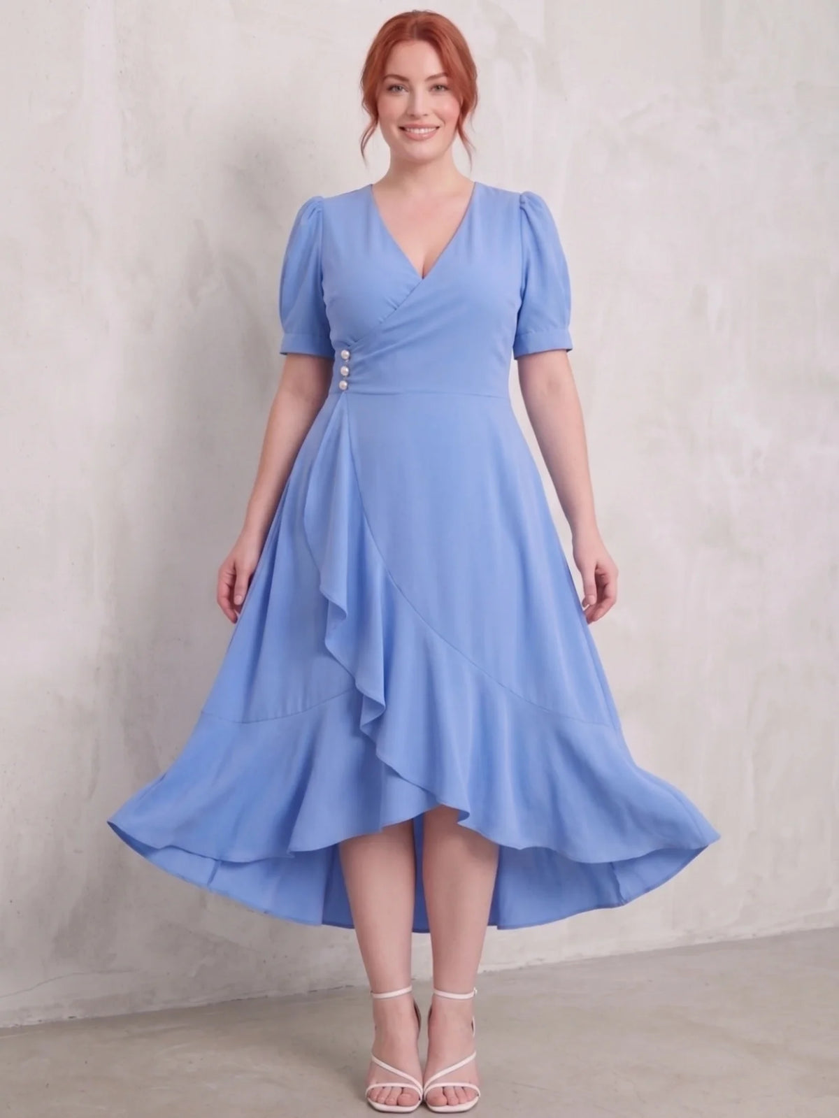 Larui Plus-Size Women's French Romantic One-Piece Wrap Dress