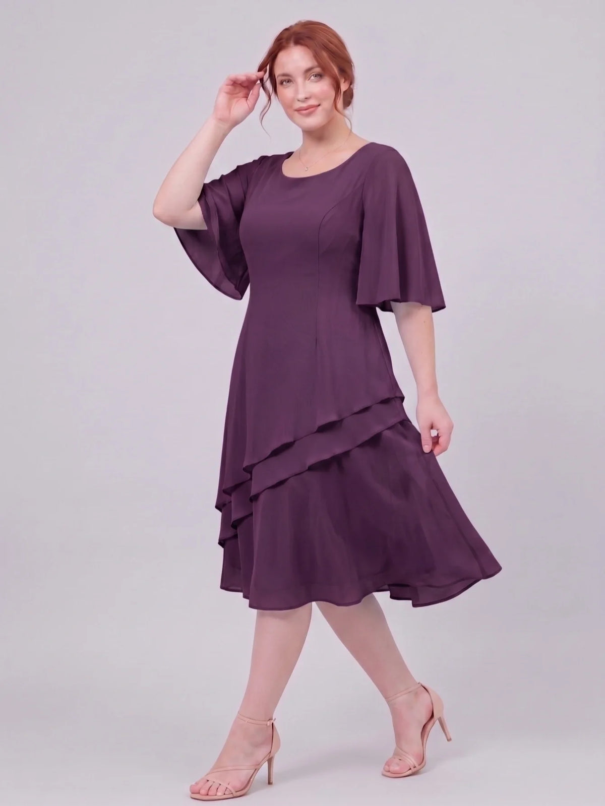 Larui Plus Size Women's Irregular Hem Chiffon Dress