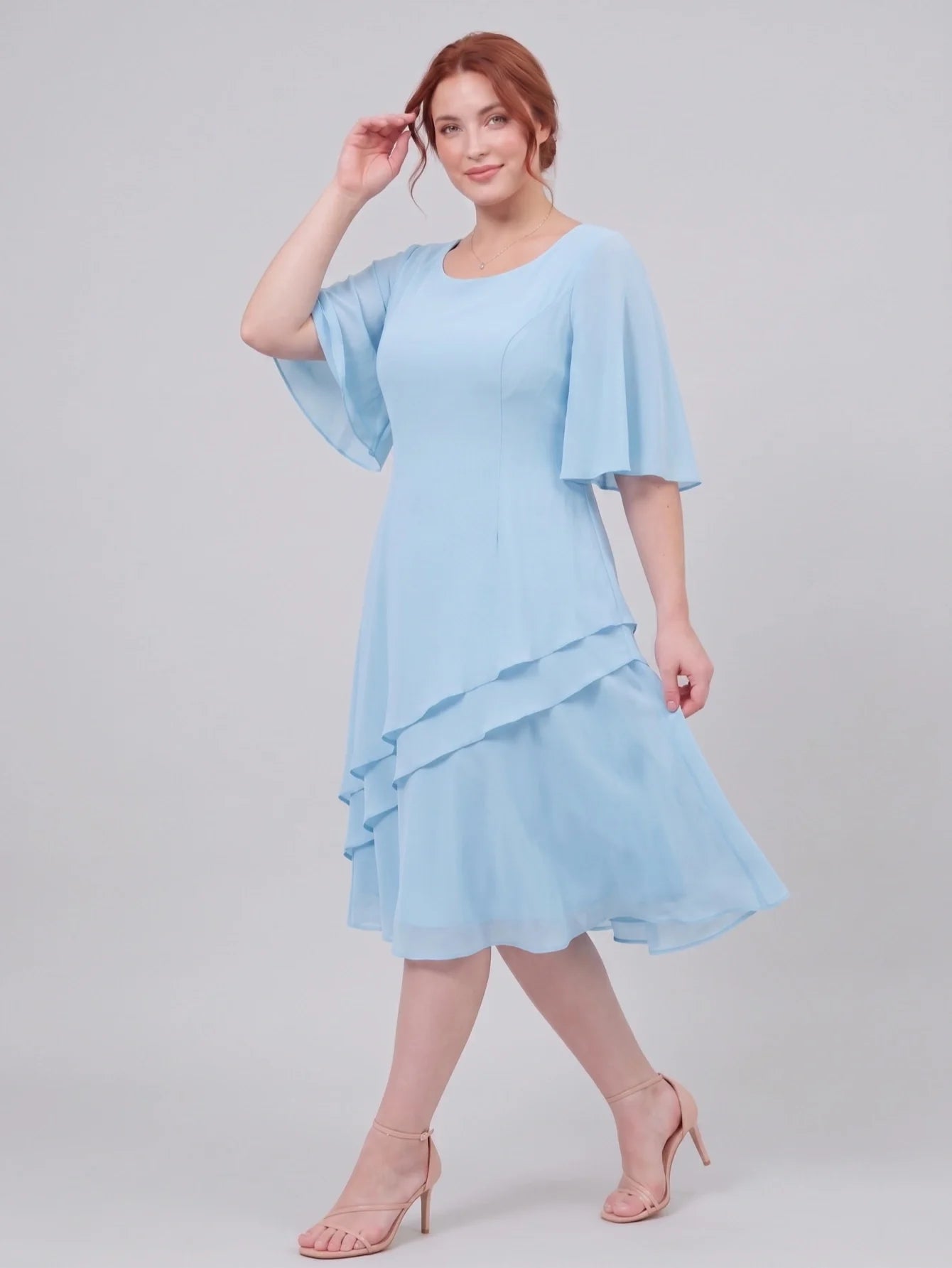 Larui Plus Size Women's Irregular Hem Chiffon Dress