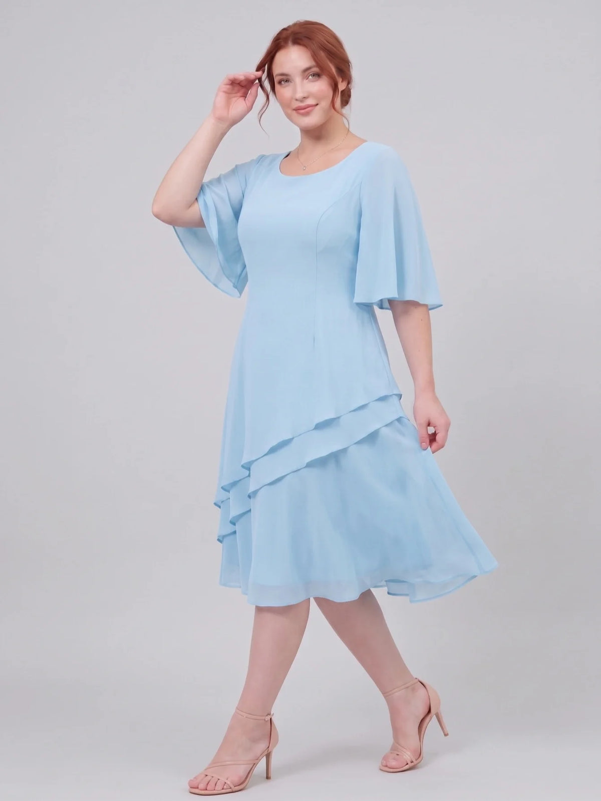 Larui Plus Size Women's Irregular Hem Chiffon Dress