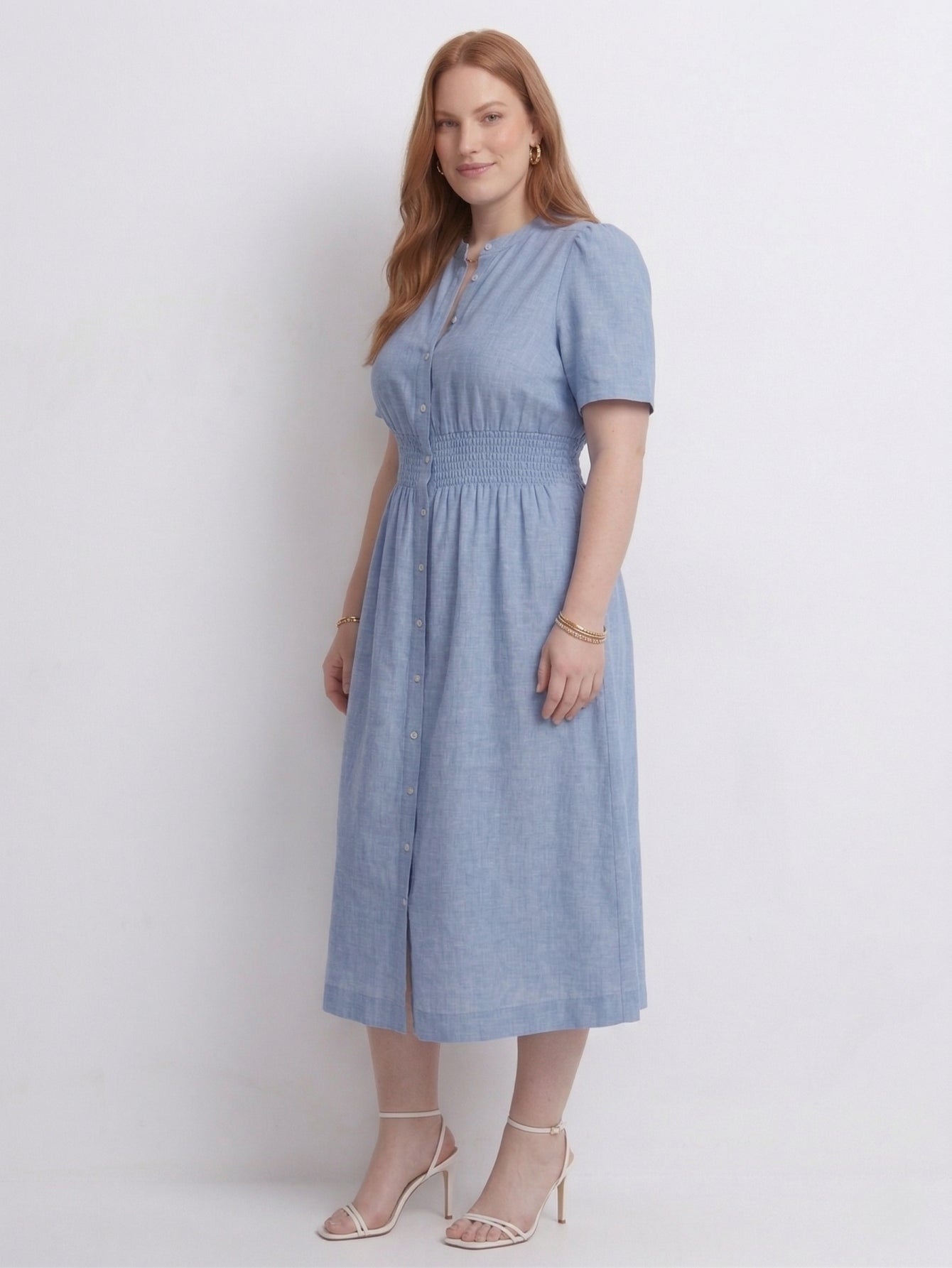Larui Plus Size Women's Linen  Short Sleeves Dress