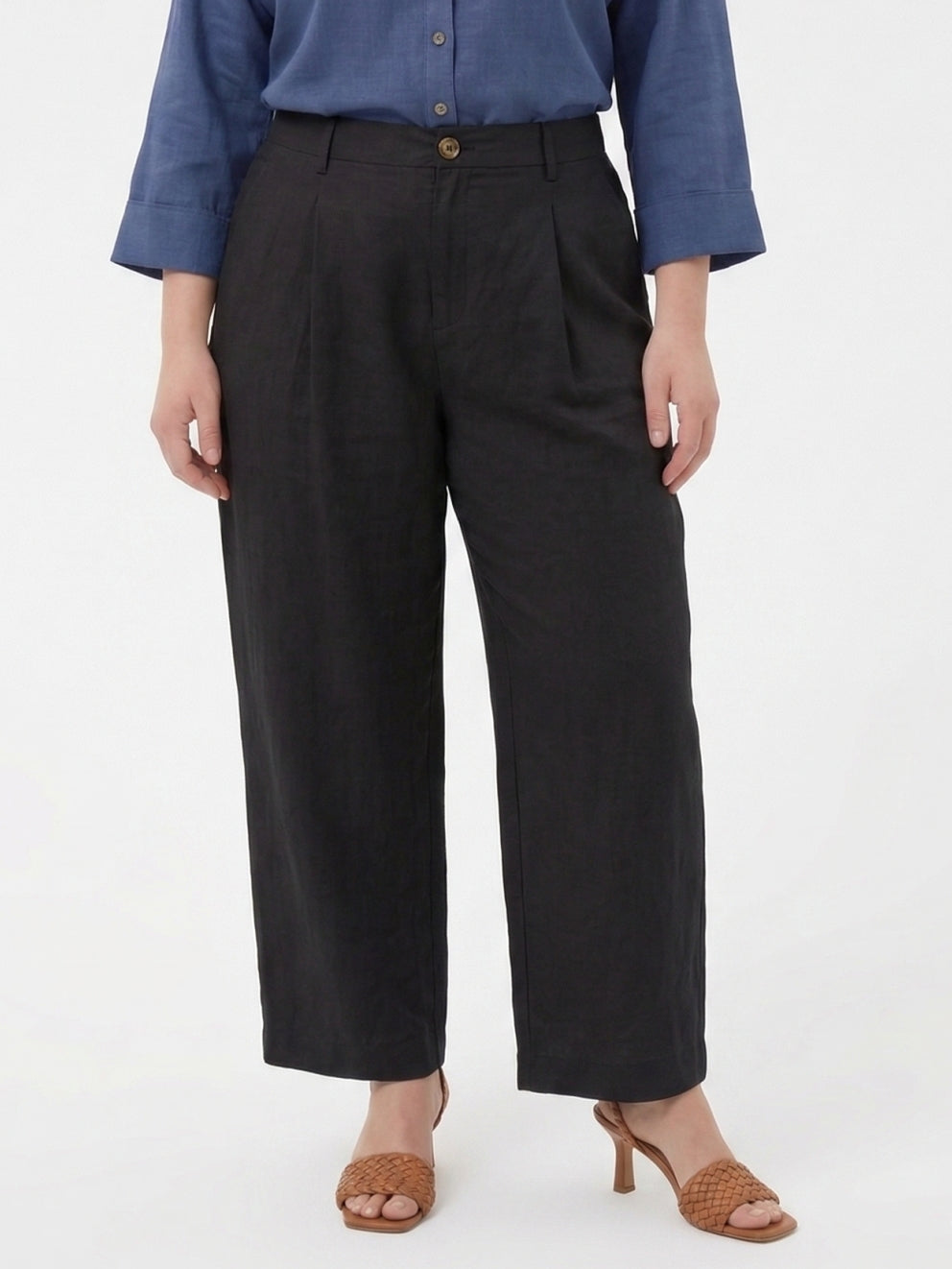 Larui Plus Size Women's Linen Pocket Full Length Pants