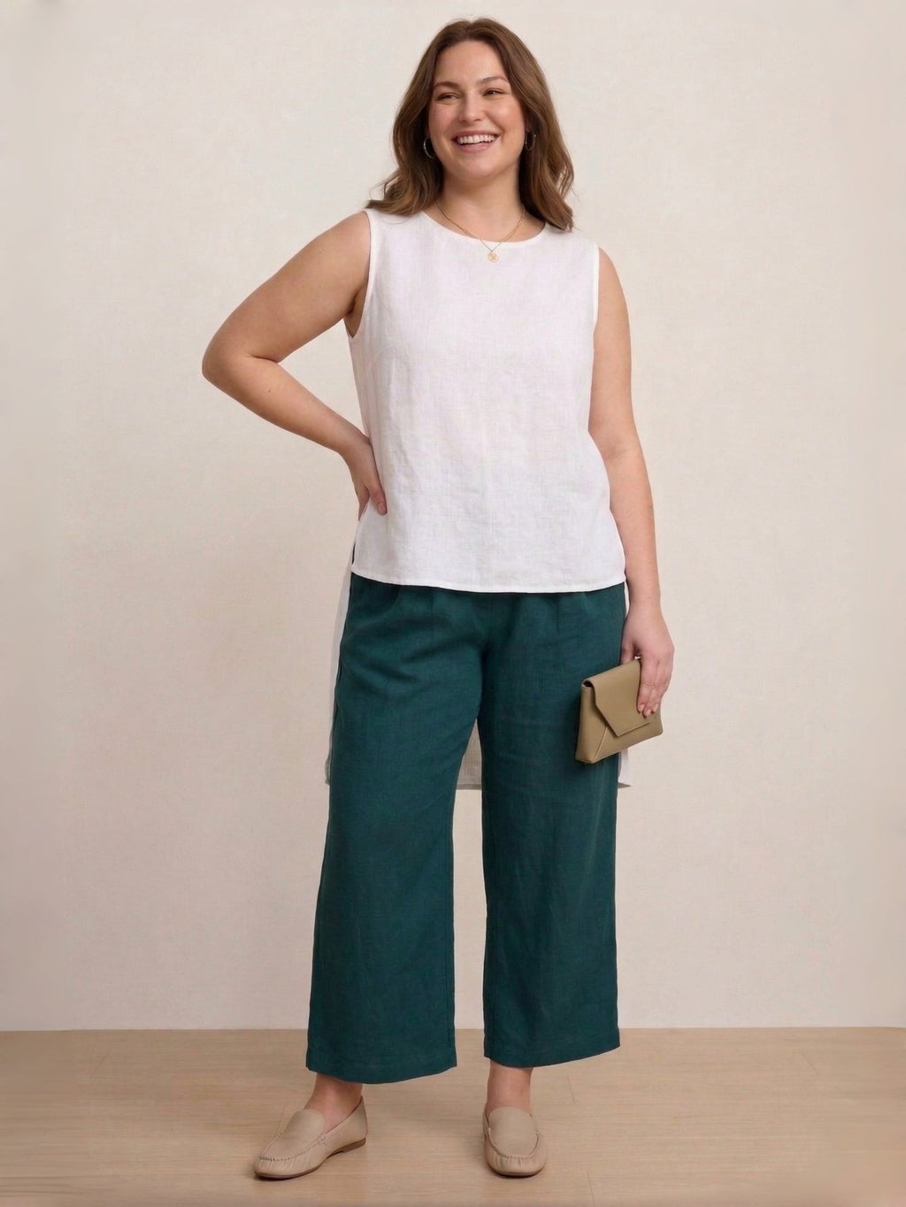 Larui Plus Size Women's Linen Casual Sleeveless Vest
