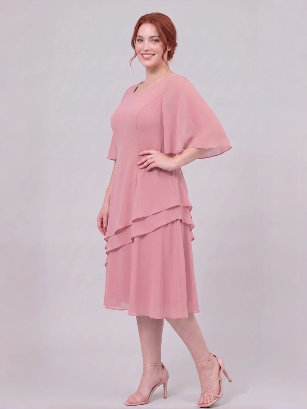 Larui Plus Size Women's Irregular Hem Chiffon Dress