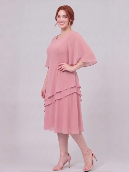 Larui Plus Size Women's Irregular Hem Chiffon Dress