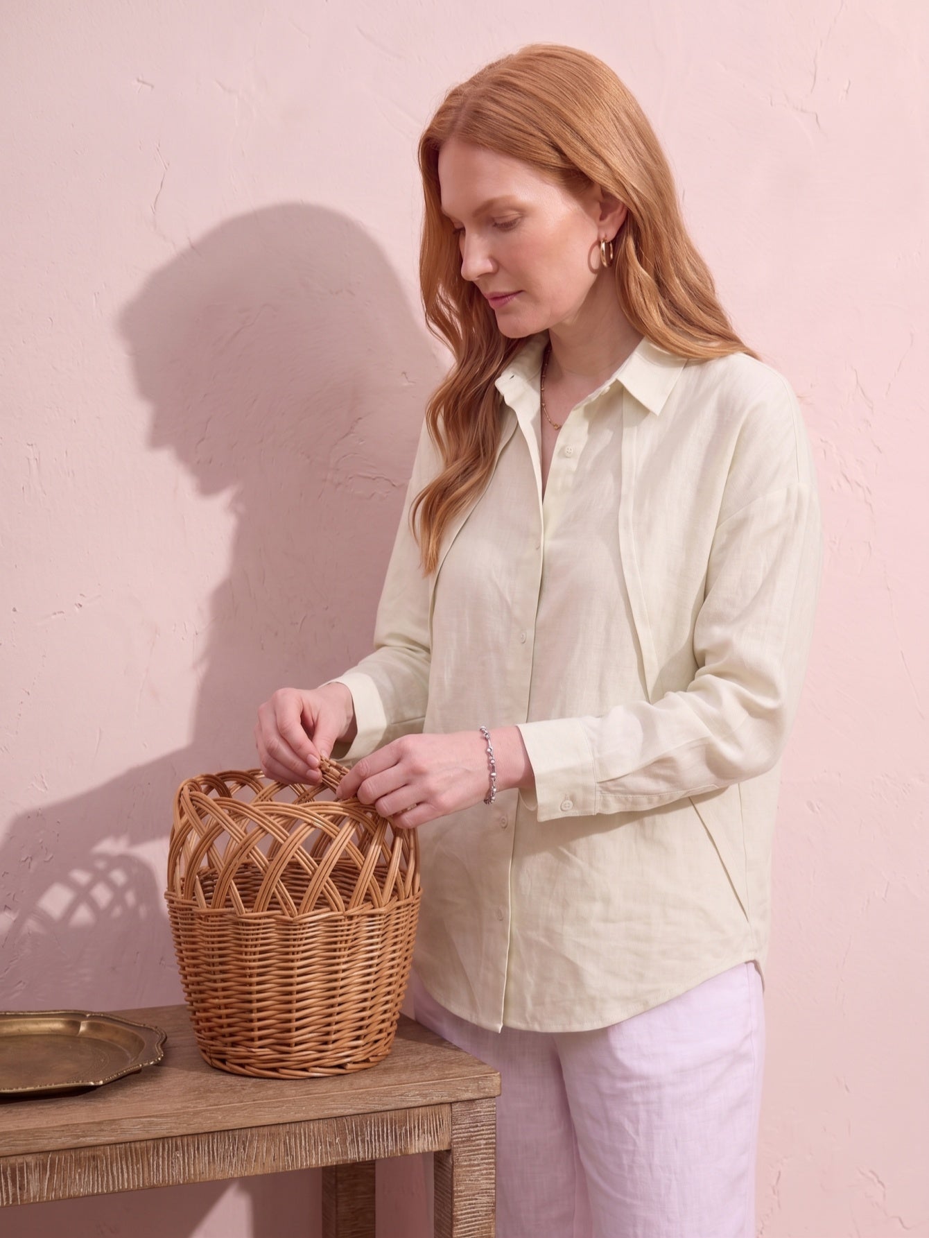 Larui  Plus-Size Women's"Faux-Layered" Shirt with Side Panels