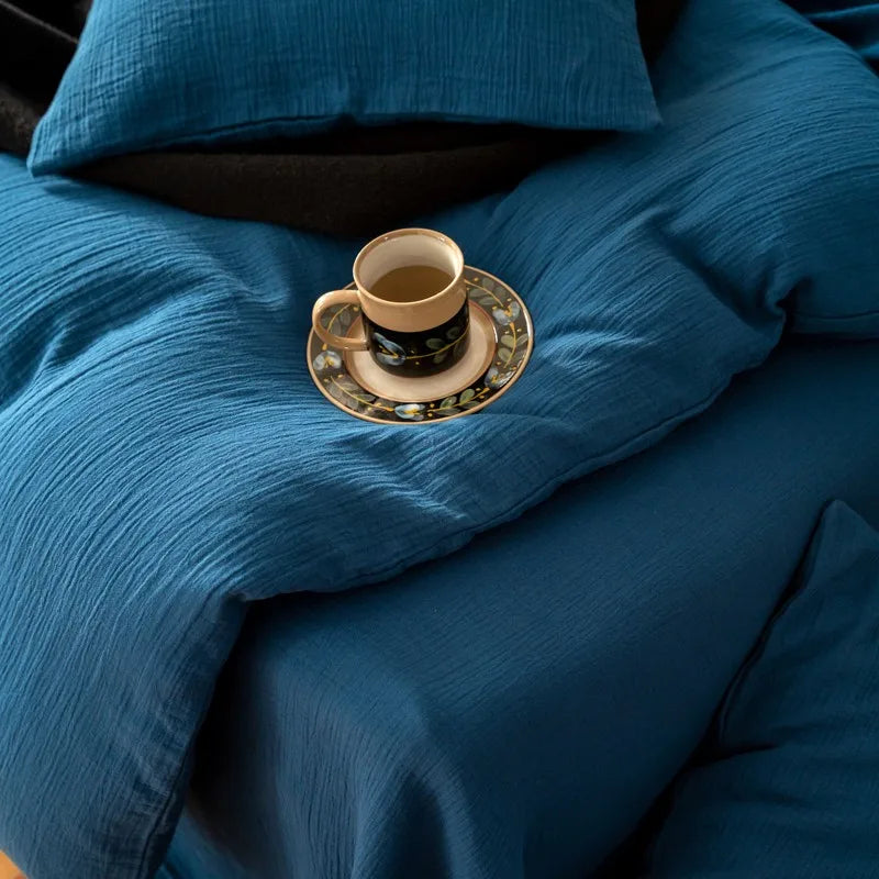 Grand Azure Linen Bedding Set