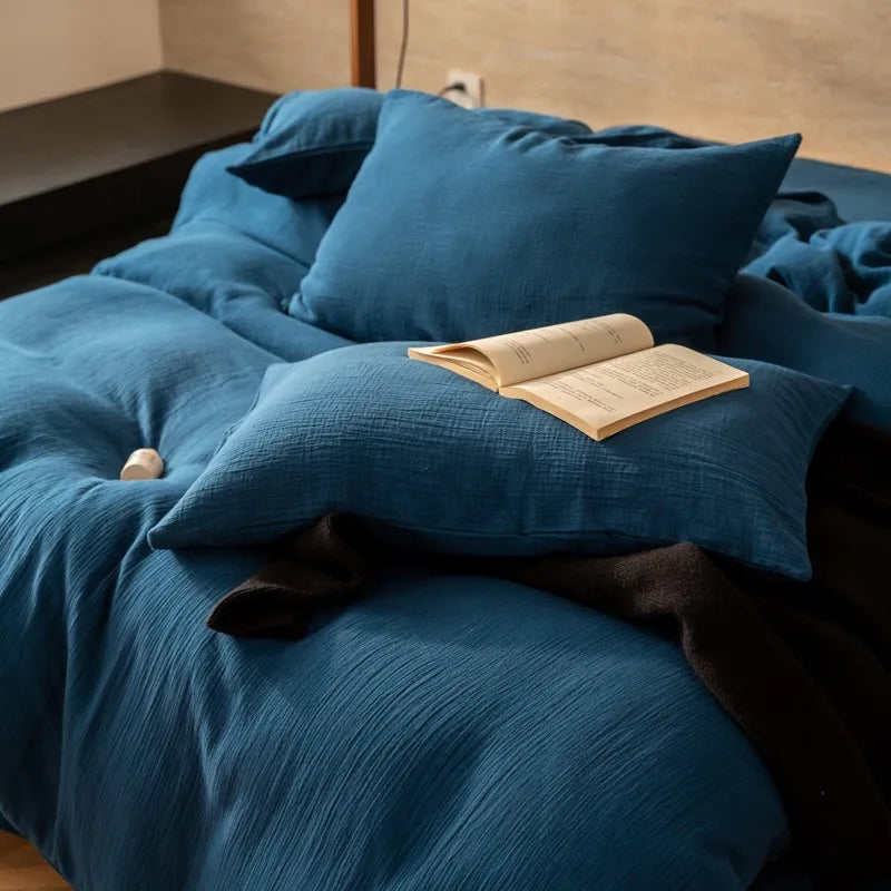Grand Azure Linen Bedding Set