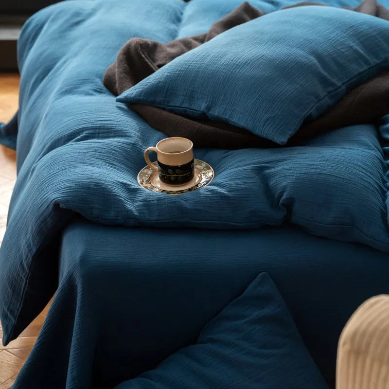 Grand Azure Linen Bedding Set