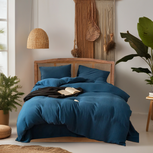 Grand Azure Linen Bedding Set