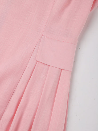 Larui Plus Size Elegant Pleated Linen Dress