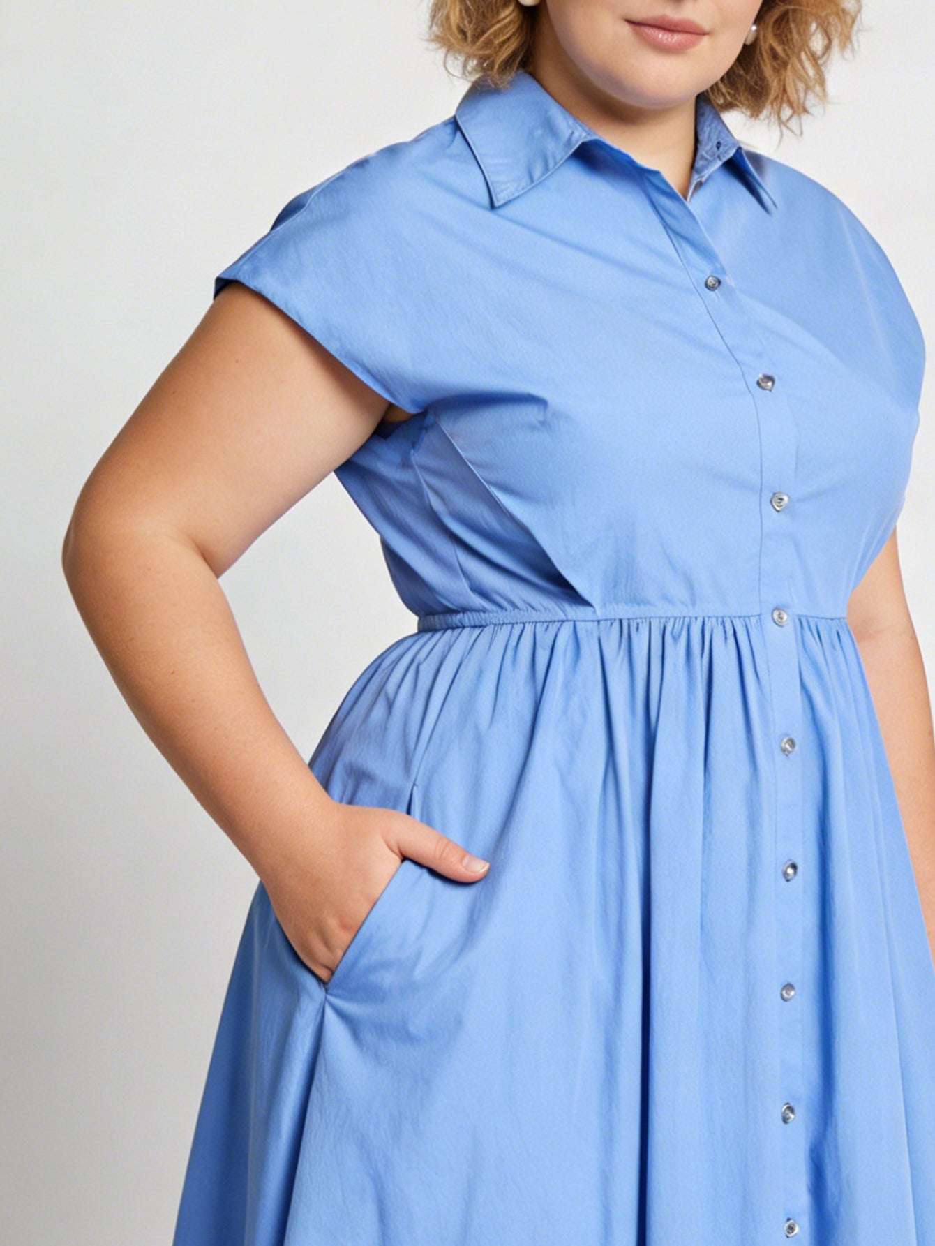 Larui Plus Size Women's Elegant Linen Pocket Dress
