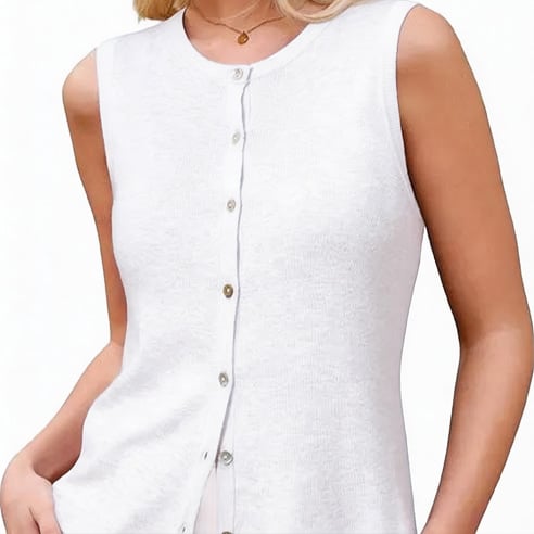 Women's SummerVibes Wool Blend Tank Top Button Down Non See Through Casual Business Outfit 2026