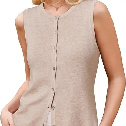 Women's SummerVibes Wool Blend Tank Top Button Down Non See Through Casual Business Outfit 2026