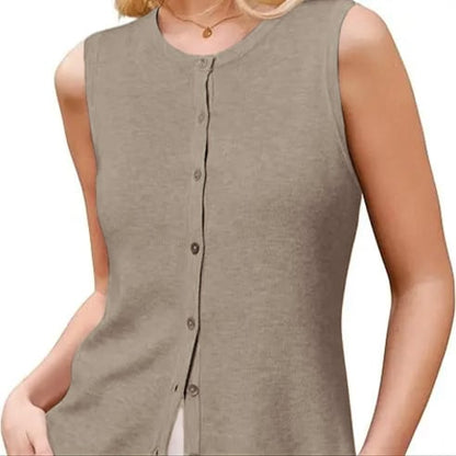 Women's SummerVibes Wool Blend Tank Top Button Down Non See Through Casual Business Outfit 2026
