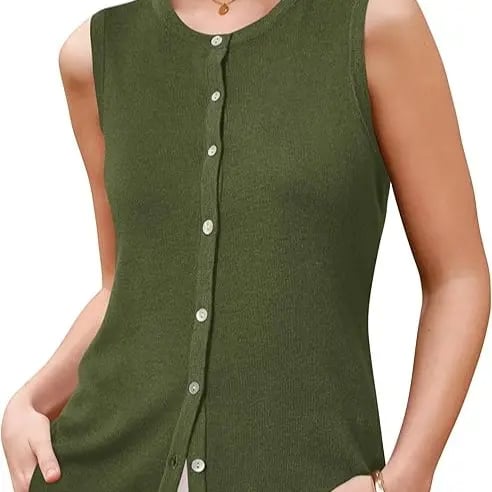 Women's SummerVibes Wool Blend Tank Top Button Down Non See Through Casual Business Outfit 2026