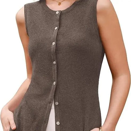 Women's SummerVibes Wool Blend Tank Top Button Down Non See Through Casual Business Outfit 2026