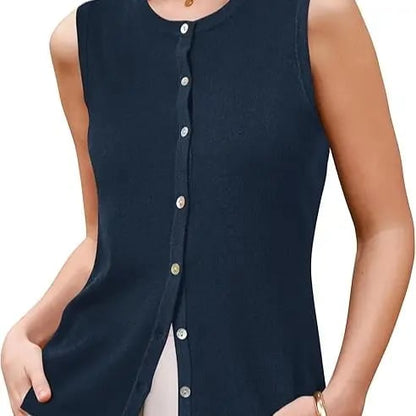 Women's SummerVibes Wool Blend Tank Top Button Down Non See Through Casual Business Outfit 2026