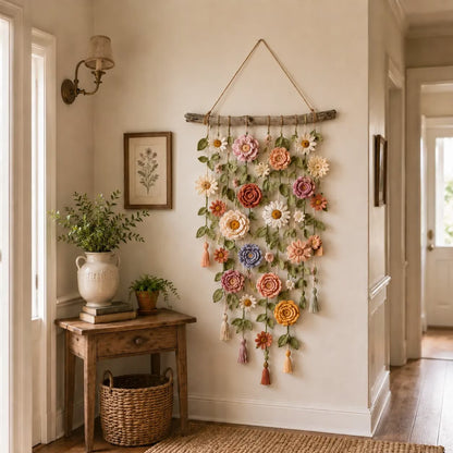 🌸HandMade Boho Crochet Flower Wall Hanging Decor