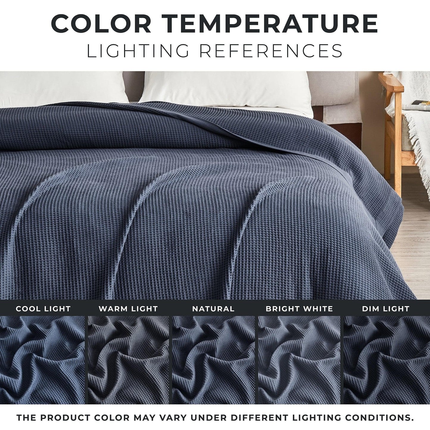 100% Cotton Small Waffle Weave Blanket - Hazel Collection