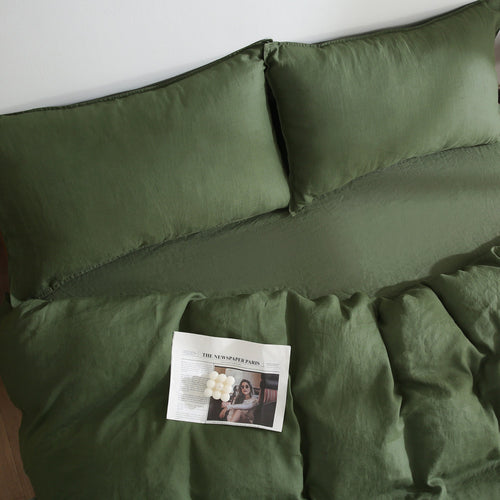 100% Linen Bedding Set (1 Duvet Cover 1 Flat Sheet 2 Pillowcases)