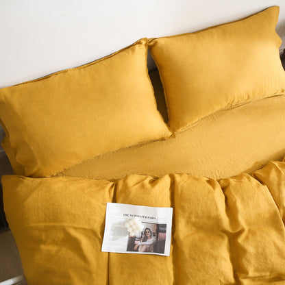 100% Linen Bedding Set (1 Duvet Cover 1 Flat Sheet 2 Pillowcases)