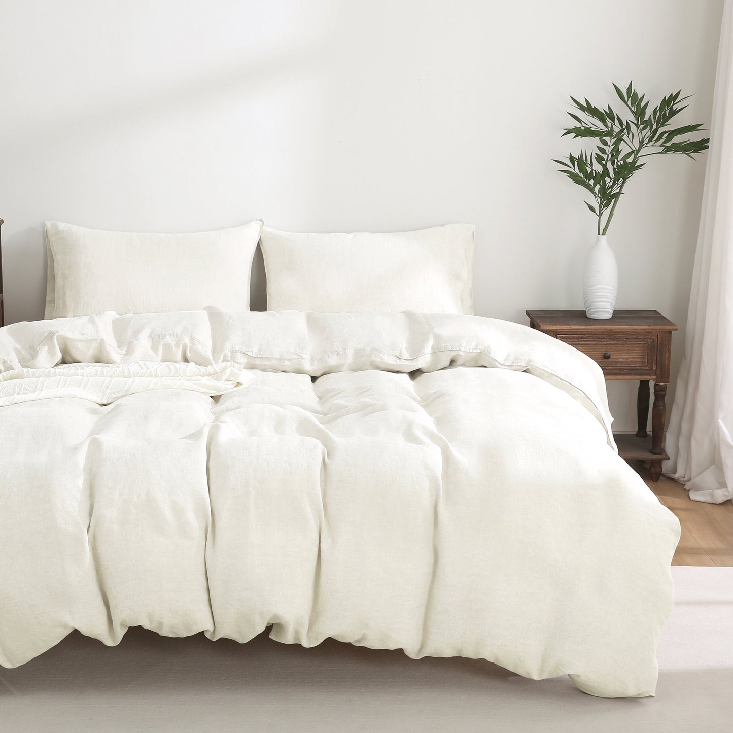 100% Linen Bedding Set (1 Duvet Cover 2 Pillowcases)