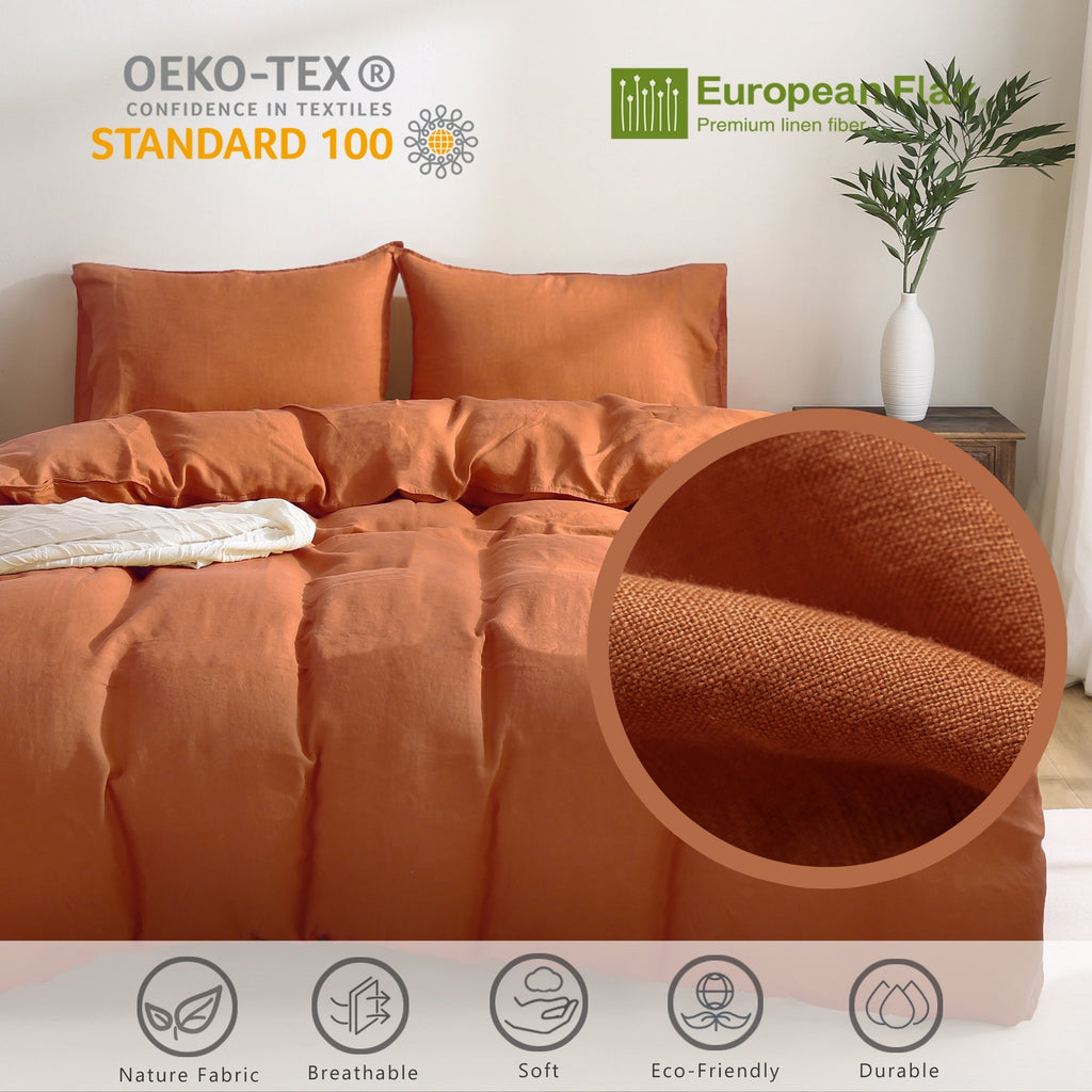 100% Linen Bedding Set (1 Duvet Cover 2 Pillowcases)