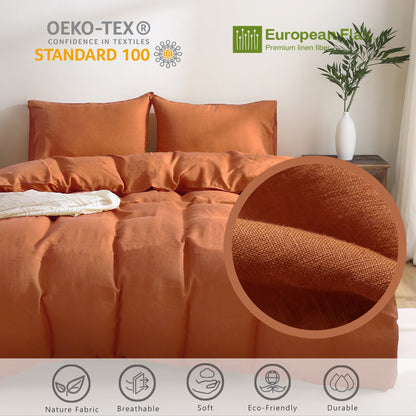 100% Linen Bedding Set (1 Duvet Cover 2 Pillowcases)